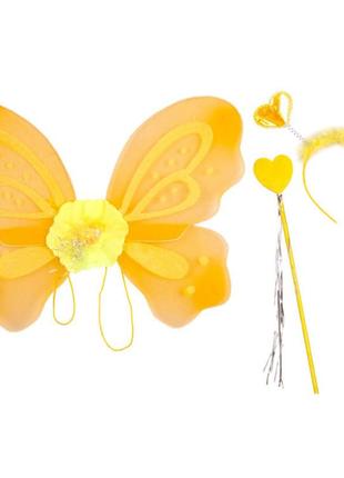 Костюм карнавальный бабочка: крылья, обруч, палочка желтый