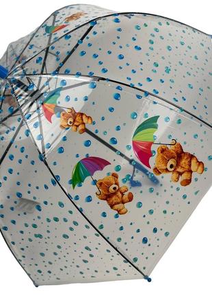 Детский прозрачный зонт-трость полуавтомат с яркими рисунками ...