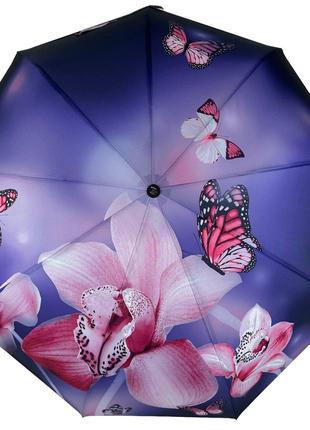 Женский складной зонт автомат на 9 спиц c принтом цветов и баб...