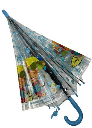 Детский прозрачный зонт-трость полуавтомат с яркими рисунками ...