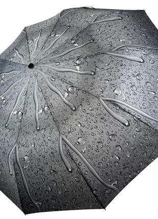 Женский зонт полуавтомат "Капли дождя" от S&L; на 10 спиц черн...