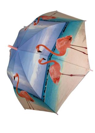 Женский зонт-трость полуавтомат с розовой ручкой от SWIFTS с ф...
