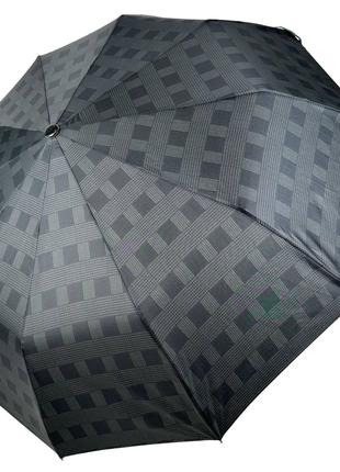 Стильный зонт полуавтомат в клетку от Bellissimo серый с черно...