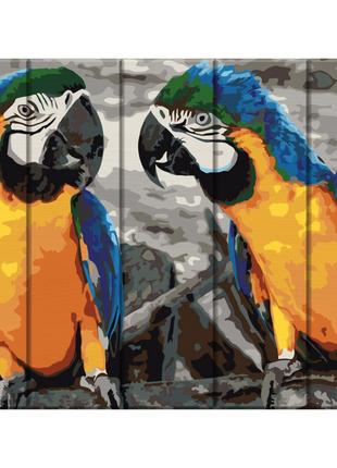 Картина по номерам по дереву "Два попугая" ASW057 30х40 см