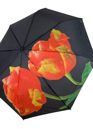 Зонт-полуавтомат Swifts Тюльпаны Черный (18035-2)
