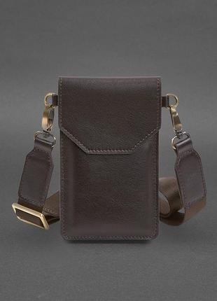 Кожаная сумка-чехол для телефона коричневая