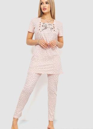 Пижама женская с принтом, цвет светло-персиковый, размер L, 21...
