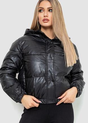 Куртка женская демисезонная экокожа, цвет черный, размер L, 21...