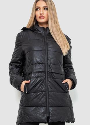 Куртка женская экокожа, цвет черный, размер L, 244R1797