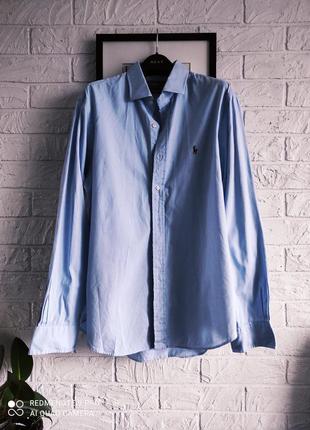 Рубашка рубашка синяя голубая винтаж оригинал хлопок 💯 polo ra...
