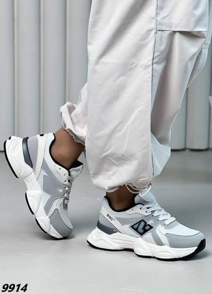 Кроссовки материал эко-замша + обувной текстиль цвет grey