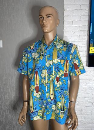 Яркая винтажная гавайская рубашка ecologica, m