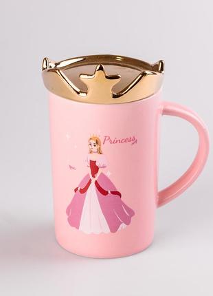Чашка керамическая 400 мл princess с крышкой