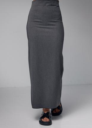 Длинная юбка-карандаш с высоким разрезом - темно-серый цвет, M