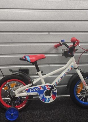 Велосипед 14" Formula RACE рама-8" білий з червоним та синім