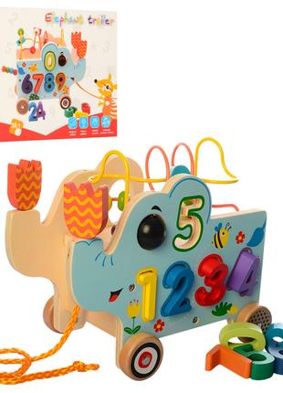 Детская развивающая игрушка на колесах MD 1256 деревянная