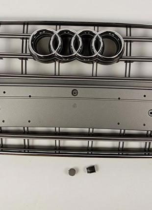 Решетка радиатора Audi A6 C7 2014-2017 стиль S6 (серая + хром)