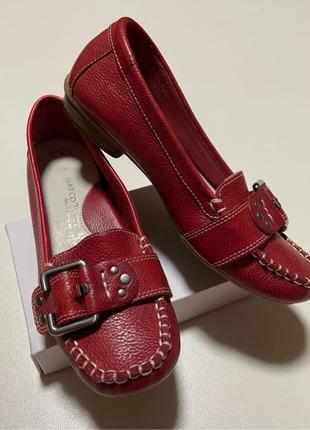 Marco Tozzi Кожаные женские туфли мокасины 36 23 балетки красные