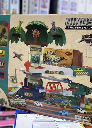 Большой набор Паркинг гараж "Динозавры", мелодия, автоматическ...