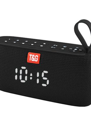 Портативная bluetooth колонка T&G; TG-177, часы, радио, черный