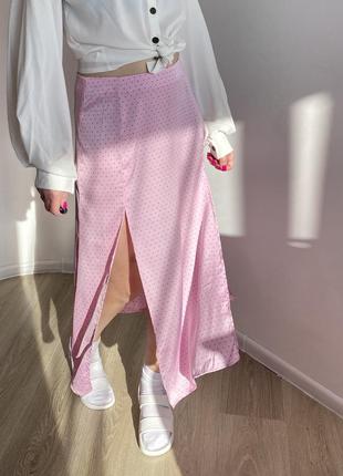 Атласная юбка с разрезами h&amp;m