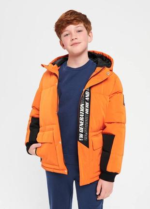 Демісезонна міжсезоння тепла зима куртка хлопчик 164см оранжев...