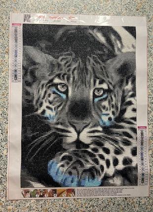 Алмазная картина,»леопард»,готовая