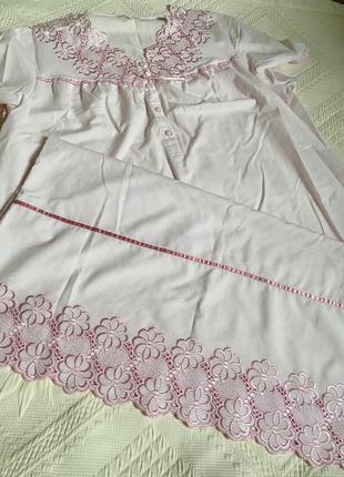 Нічна сорочка рожева з вишивкою ночнушка сорочка довга m&s- l,xl