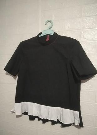 Кофта блуза футболкой в полоску черного цвета