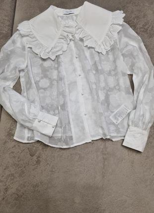 Белоснежная рубашка с шикарным воротником