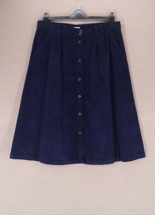 Брендовая тёмно-синяя вельветовая юбка миди "damart" большого ...