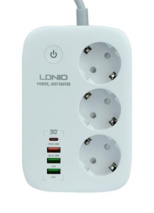 Мережевий Подовжувач LDNIO SEW3452 3 ports / PD / 3USB/ 1 QC 3...