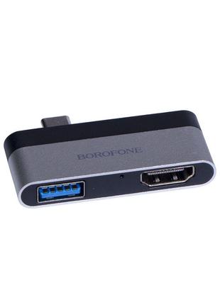 Перехідник Borofone DH2 Type-C to HDMI+USB3.0 adapter Колір Ст...