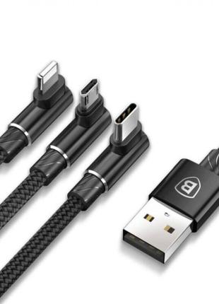 Кабель Baseus MVP 3-in-1 USB to Micro / Lightning / Type-C 3.5...