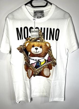 Футболка трендовая белая в стиле moschino люкс