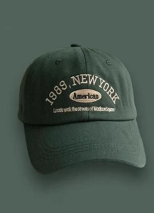 Бейсболка кепка женская нью йорк однотонная  зеленая new york