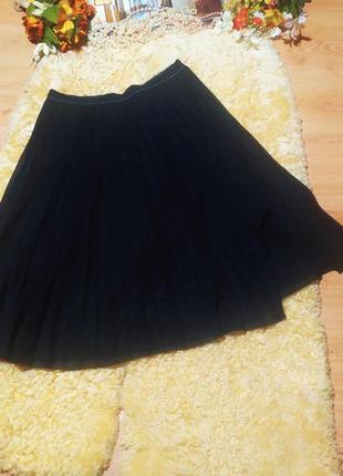 Мегакрутная стильная черная юбка плиссе миди gemo франция длин...