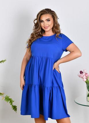 Платье с коротким рукавом 3590 синий