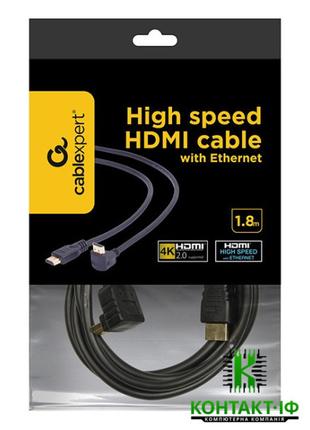 Кабель HDMI to HDMI 1.8m Cablexpert v1.4 4K 60Hz 1x90° (пакет)