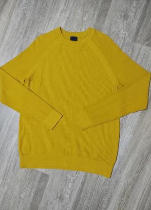 Мужской лёгкий свитер / h&m / кофта / жёлтый тонкий свитер / с...