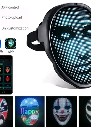 Світлодіодна маска з освітленням Bluetooth - Програмовані світлод