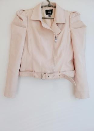 Куртка экокожа розовая косуха с пышными рукавами