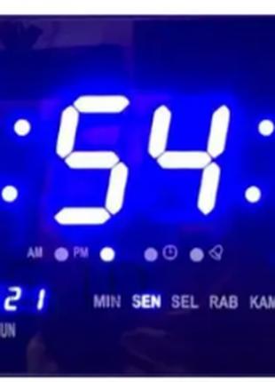 Электронные светодиодные настольные часы с будильником, календ...