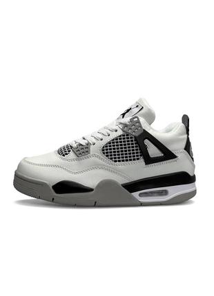 Женские кроссовки air jordan 4 retro white black gray