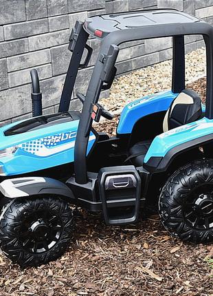 Детский электромобиль Трактор Bambi с прицепом и крышей (синий...