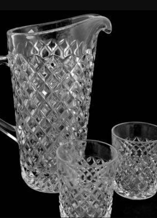 Чудесный хрустальный набор bohemia кувшин и 4 стакана
