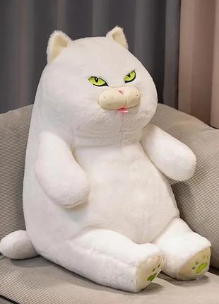 Мягкая игрушка белый кот 30см