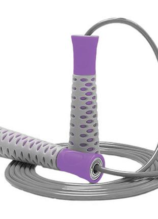 Скакалка PowerPlay 4206 Jump Rope PRO+ Сіро-фіолетова (2,75m.)