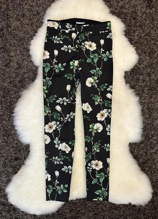 H&m брюки брюки с цветочным принтом и молнией со стороны