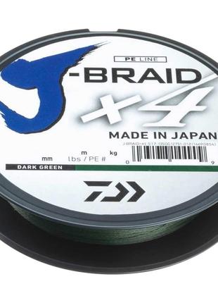 Шнур Daiwa J-Braid X4E 270m Dark Green #1.5/0,17mm 8,4kg